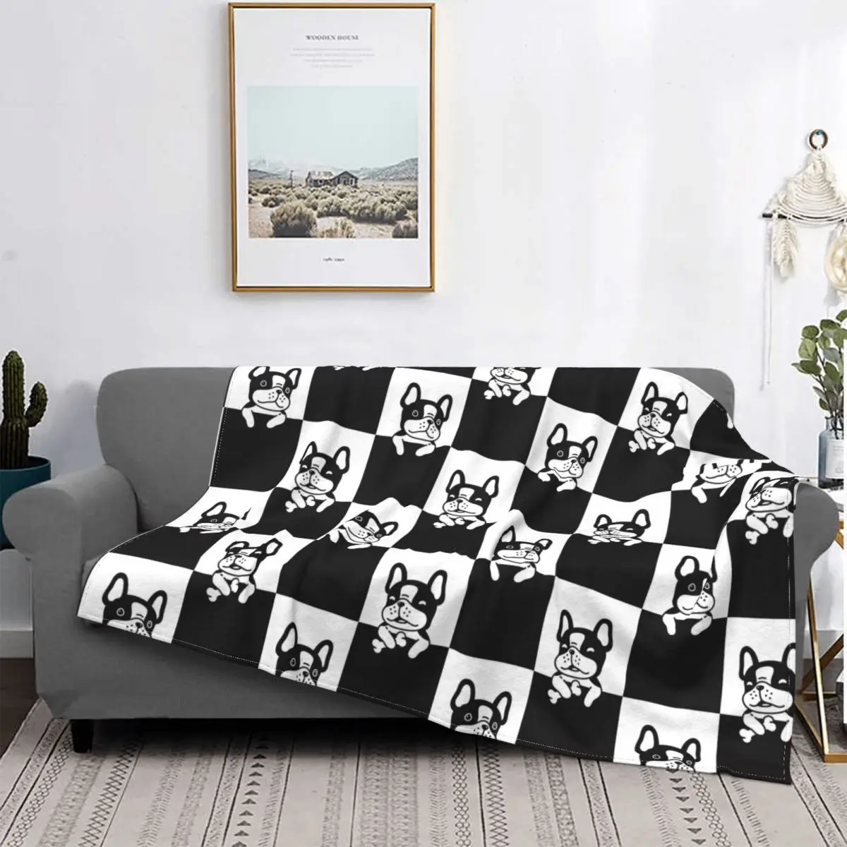 Pet Cat Dog French Bulldog Puppy Flannel Blankets Animal Lovers Custom