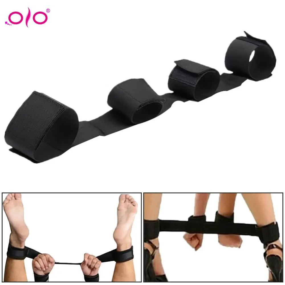 OLO SM Adult Game BDSM Bondage Slave Handcuff Ankle Strap Arm Leg Open Locking To Thigh Cuff Binding Kit Sex Flirt Toy |