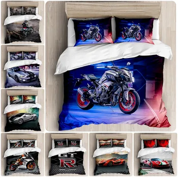 

Cool Locomotive Series Motorcycle Race Car two-piece Set 3D Digital printing Three-piece Set Quilt Cover Wish Sheet2020 New
