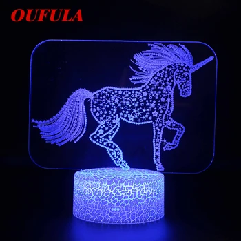 

AOSONG Night LED Lights Horse 3D lamp Cute Toy Gift 7 Color Cartoon Atmosphere Lamp For Children Kids Room