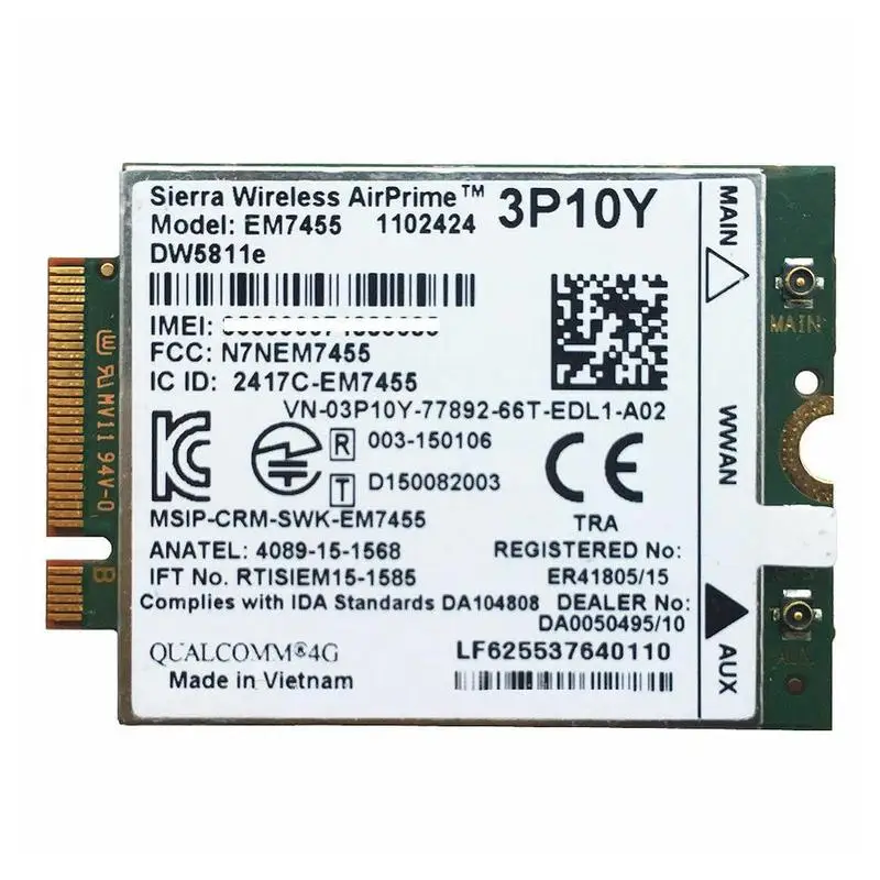 4G Wifi карта WWAN модуль 3P10Y Sierra EM7455 Qualcomm LTE ноутбук X7 широта ноутбук для Dell E5470 серии Snapdragon I5T1