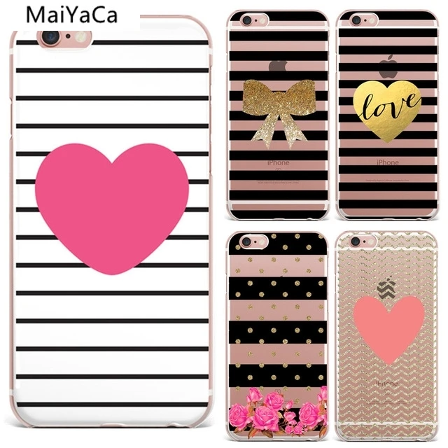 Чехол для телефона MaiYaCa с черными полосками и сердечками iPhone 5 6 s 7 8 Plus XR XS Max чехол
