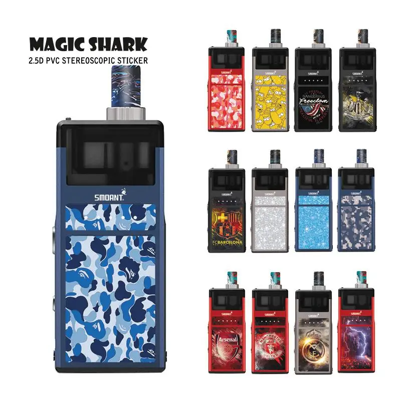 

Magic Shark Flash Bling Military Skin Film Cover Pod Vape Sticker Case for Smoant Pasito 100% New No Fade