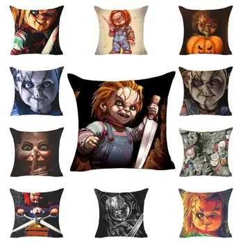 

Halloween Home Pillow Covers Decorative Horror Movie Clown Printed Linen Throw Pillows Car Sofa Pillow Case Homer Decor