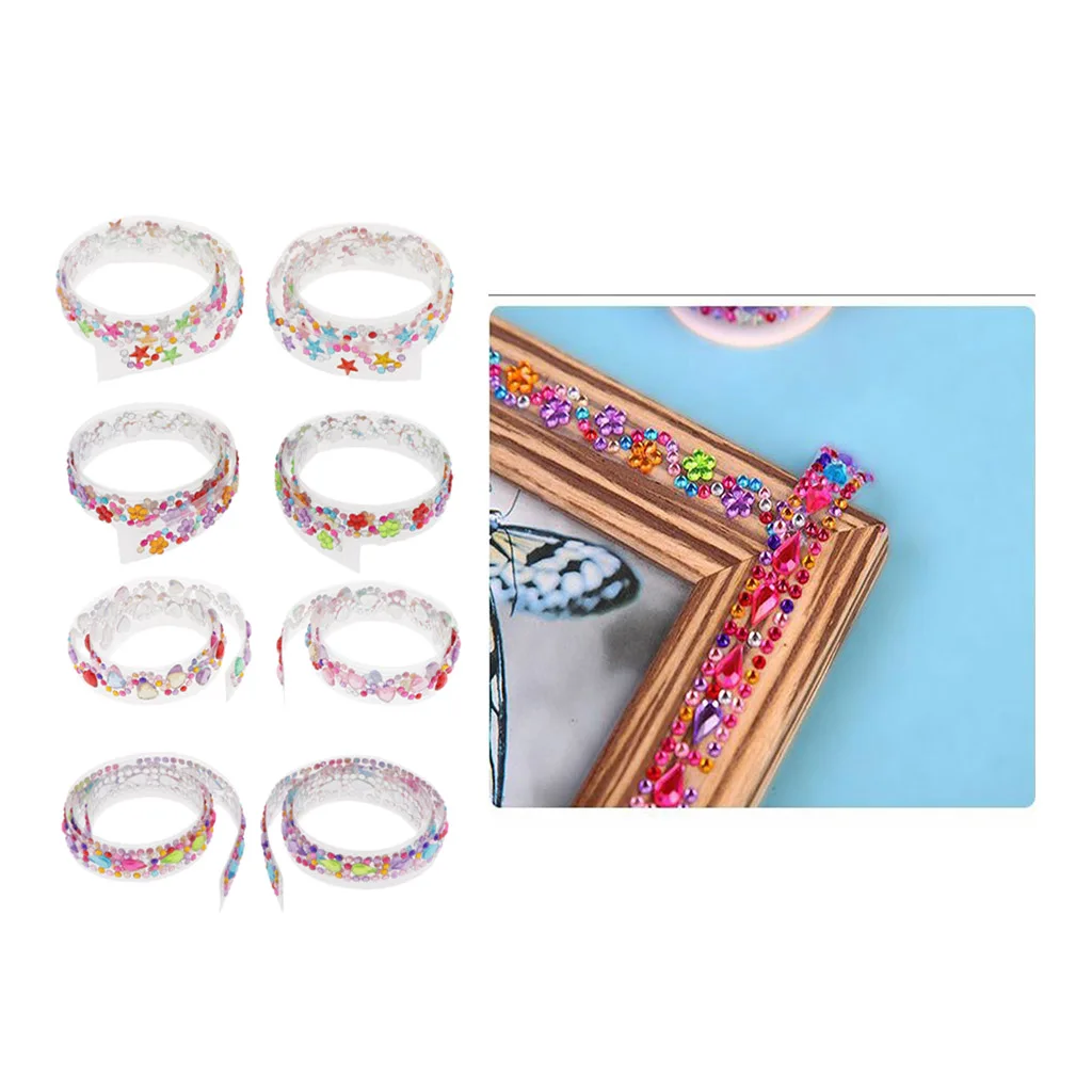 2Roll Bling Rhinestone Crystal Sticker Tape Decal Sheet Car Tablet Phone Decors