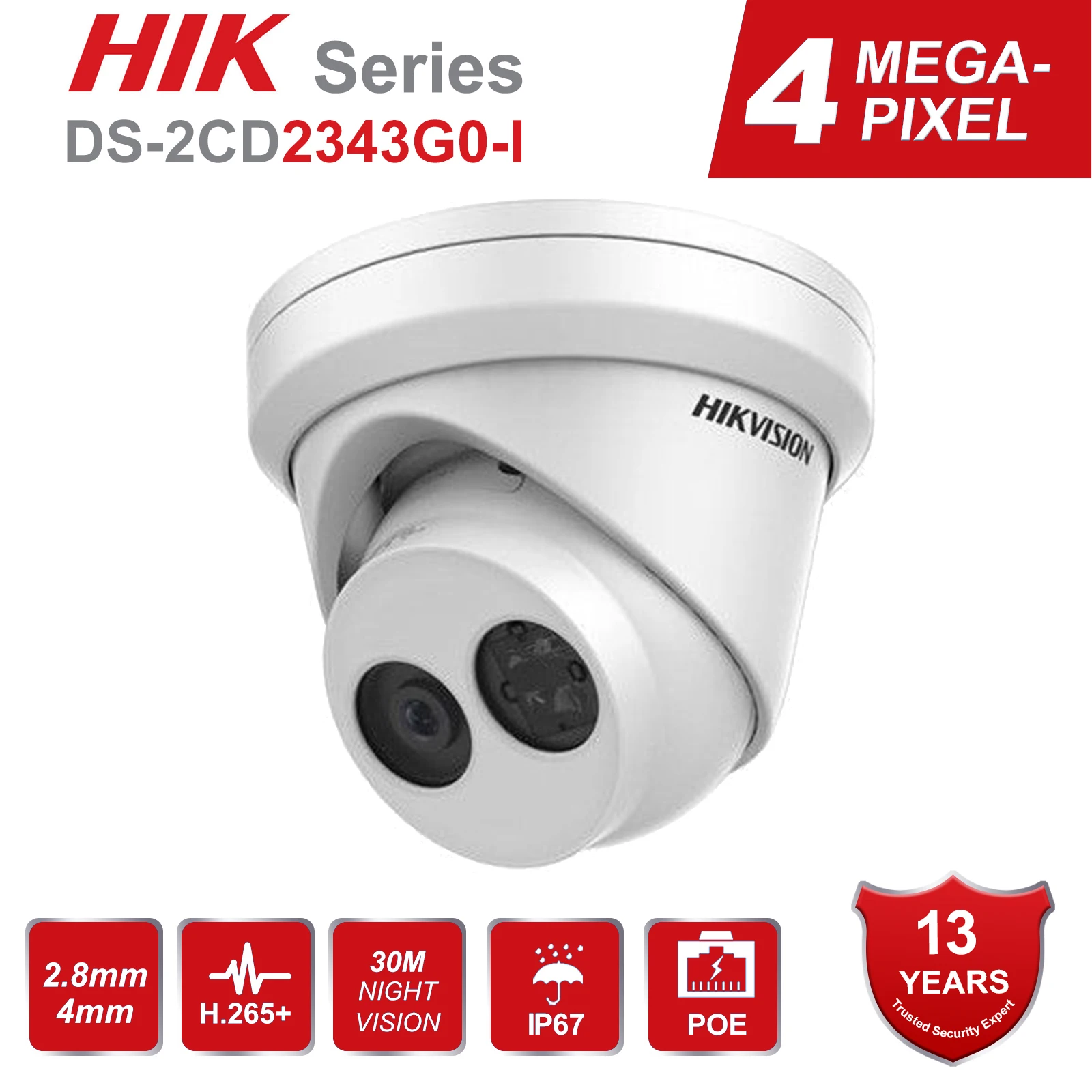 Камера видеонаблюдения Hikvision инфракрасная камера безопасности 4 МП PoE IP HD для