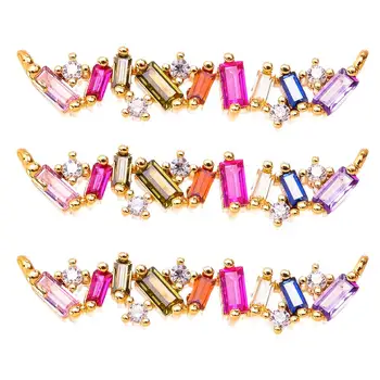 

Peixin colorful strip cz jewelry connector, suitable for women bracelet necklace jewelry making accessories charm wholesale