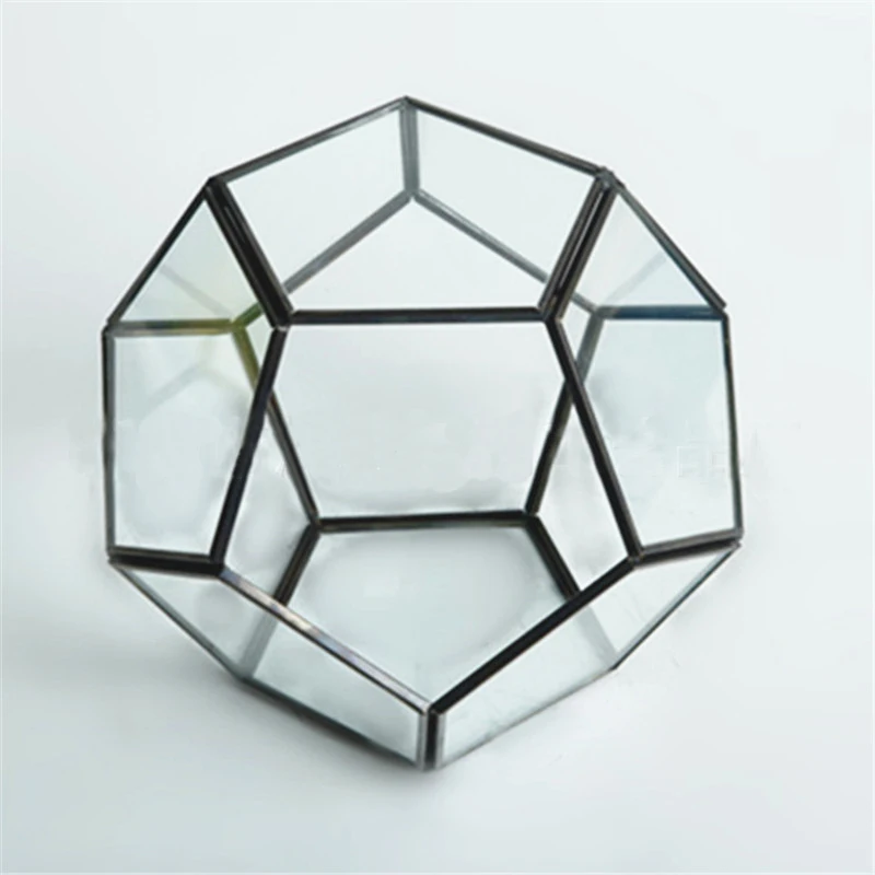 black 11x11x9cm Полихедрон стеклянный цветочный горшок для суккулентов геометрический Террариум контейнер плантатор для орхидеи Садоводство для подоконника настольное, для выставки - Цвет: black 11x11x9cm