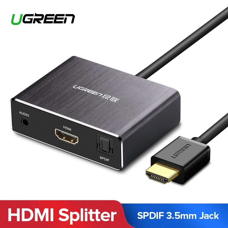 Скидка Ugreen HDMI аудио экстрактор 4K HDMI Аудио Сплиттер оптический Toslink SPDIF аудио адаптер конвертер 3,5 разъем для PS4 HDMI сплиттер