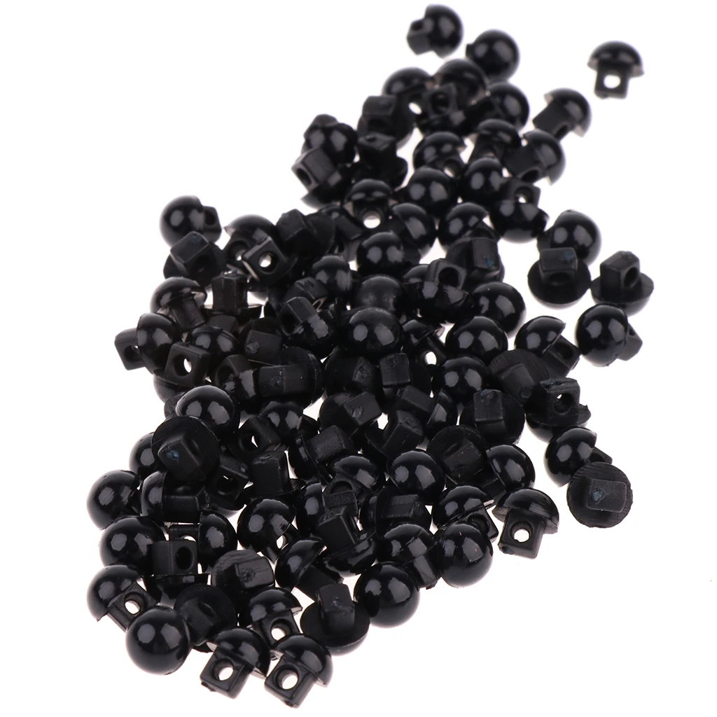 Solid Black Round Mushroom Domed Sewing Buttons 100x 5x4.5mm for Doll Eyes Nose Making Cloth Headdress Accs Children Crafts Toy doll accessories