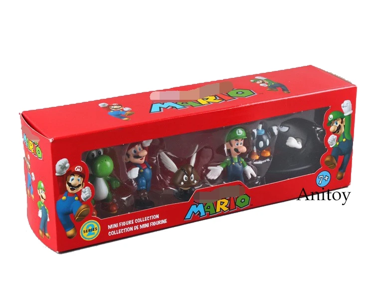 D Super Mario Bros персик жаба Марио и Луиджи Йоши Донки Конг ПВХ фигурка игрушки куклы 6 шт./компл. New in Box SMFG218 - Цвет: D