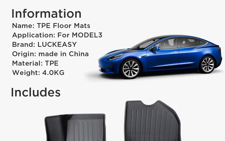 LUCKEASY TPE универсальные коврики для Tesla модель 3- всепогодные водонепроницаемые и носимые(модель пианино