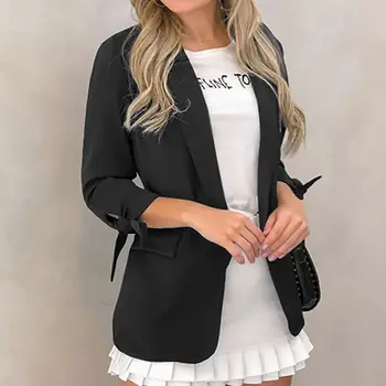 

Women Collared Tailored Office Suit Open Front Work Casual Coat Slim Long Sleeve Slim Fit Cardigan Jacket Outwear Plus Size