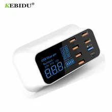 KEBIDU Быстрая зарядка 3,0 USB зарядное устройство концентратор 8 портов светодиодный дисплей мульти usb зарядная станция мобильный телефон Настольный настенный дом ЕС и США