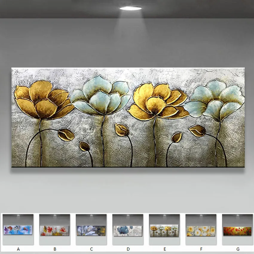 

Original Hand Painted Abstract flowers landscape oil painting on canvas Wall art Pictures for Living Room home decor no framed