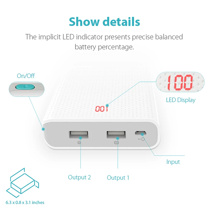 ROMOSS Sense 6 LED Power Bank 20000mAh Dual USB Powerbank Portable Charger External Battery With LED Display For iPhone Huawei