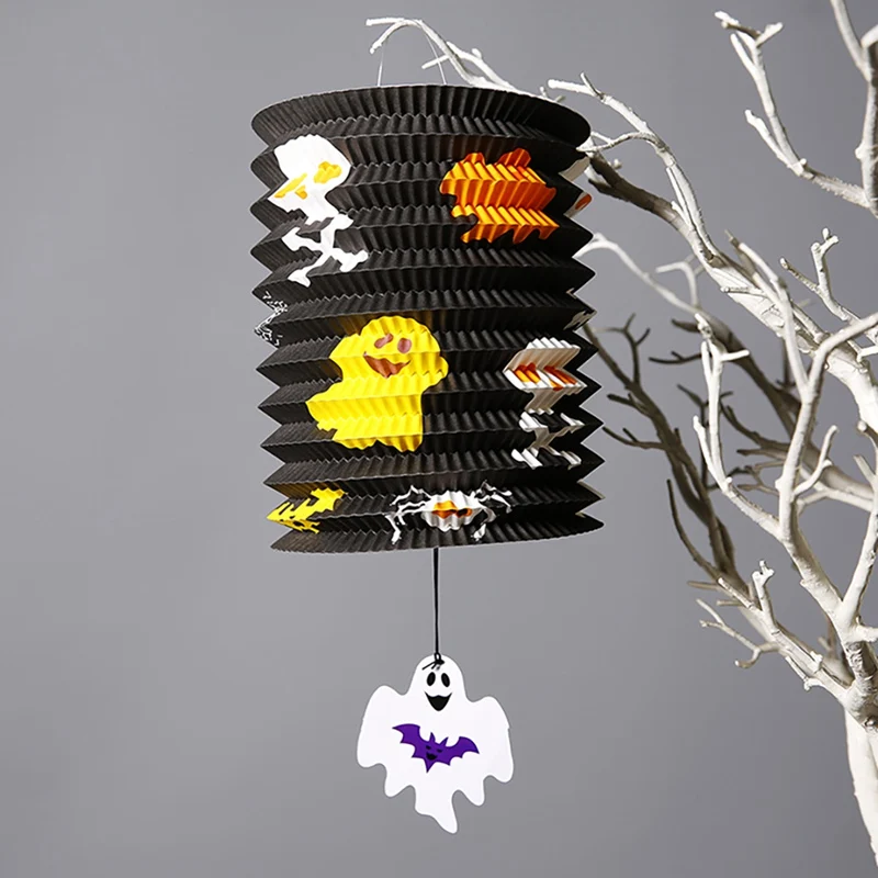 Halloween Folding Organ Paper Lantern Children's Portable Paper Pumpkin Bat Skeleton Hanging Lantern Light Lamp Halloween Decor Halloween Folding Organ Paper Lantern Children's Portable Paper Pumpkin Bat Skeleton Hanging Lantern Light Lamp Halloween Decor