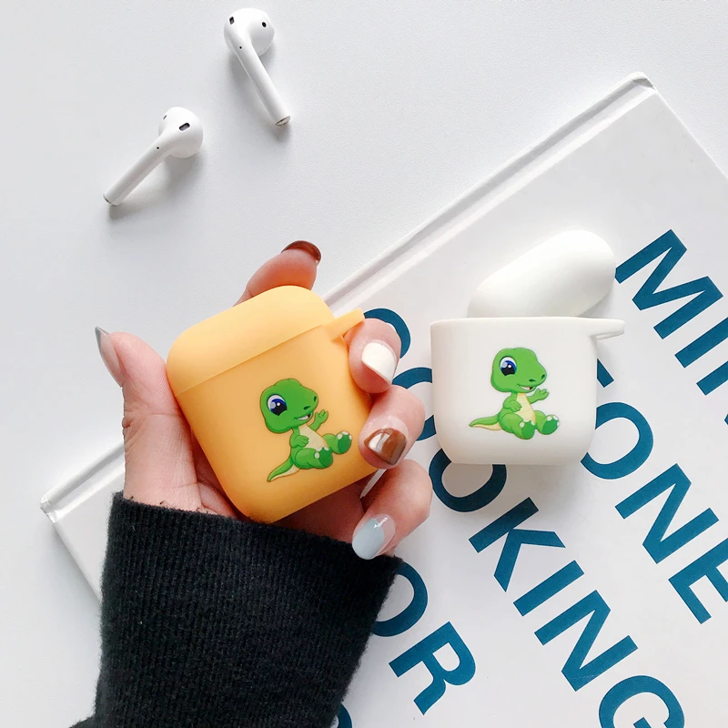 Мягкий чехол ярких цветов для Apple Airpods 1 2 чехол Bluetooth беспроводные наушники защитная крышка коробка для Air Pods сумка с динозавром