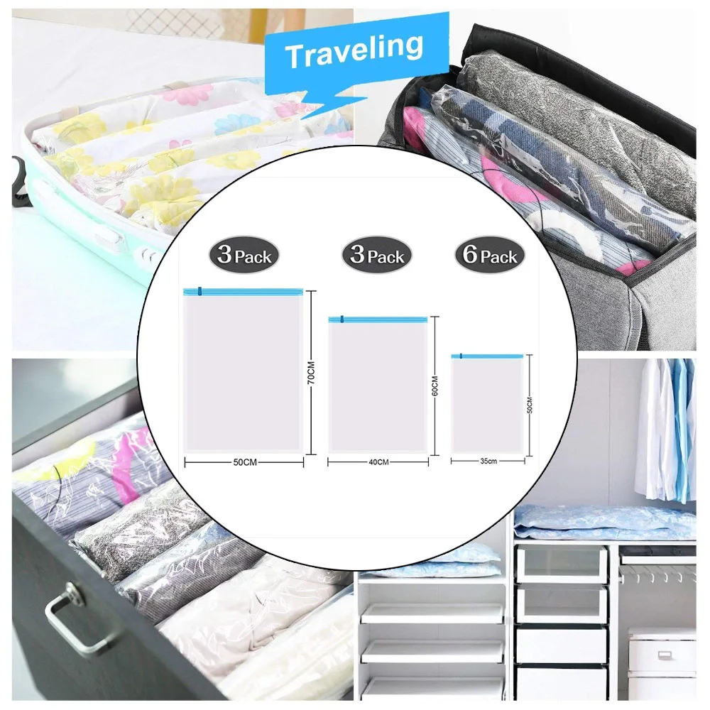 Travel сжатие Space Saver сумки для хранения ручной прокатный Roll Up 12 шт./компл. ransparent границы складной органайзер уплотнение