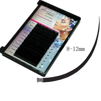 

New mix 8~12mm in one case Flat False Eyelash Extensions Soft 0.15 mm 0.02mm Flat Roots 0.07 Bicuspid Thin Tip False Eyelash