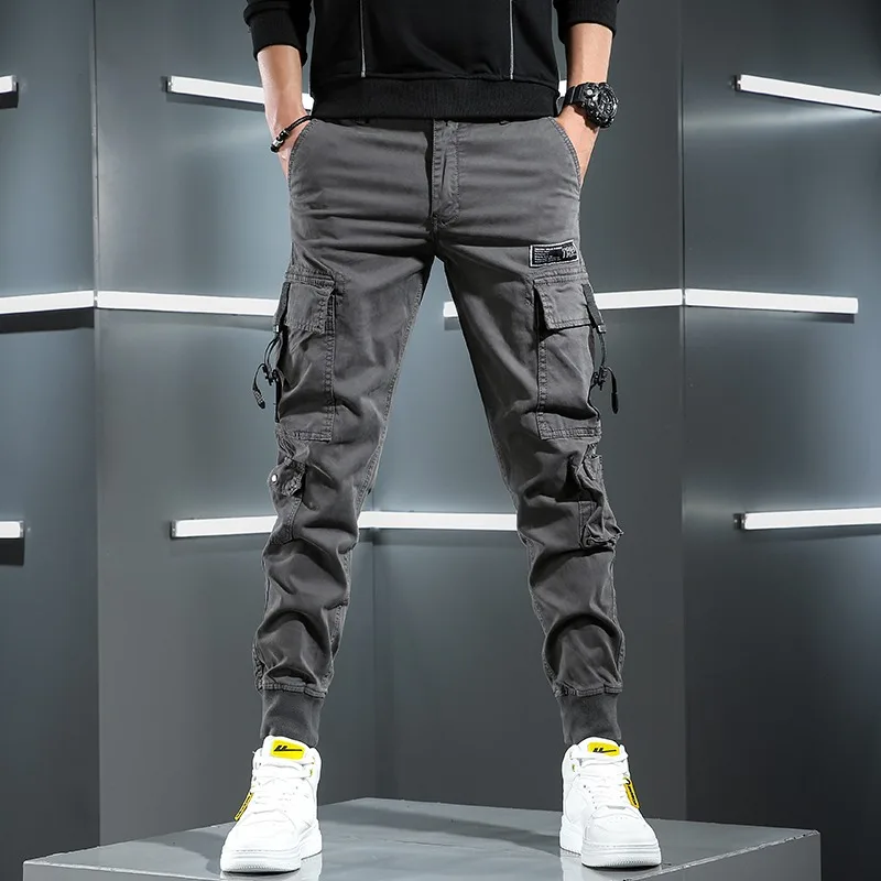 CAAYU Mens Cargo Pants Men Fashion 2022 New Side Pockets Hip Hop Joggers  Male Japanese Streetwear Trousers Casual Gray Pants Men