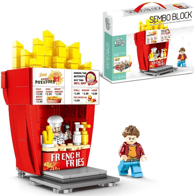 Hamburg Street View Series Snack Shop Street View Ice Cream Shop KAZI Child DIY Assembled Toy Building Blocks