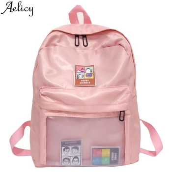 

Aelicy Soid School Bag For Teenagers Waterproof Nylon Fashion Backpack Women Shoulder Bag Large Capacity Backpacks Waterproof