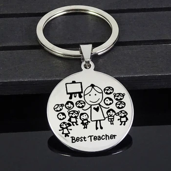 

Student Send Teacher Gift of Stainless Steel Keychain Teacher Thanksgiving Gift Teacher'S Day Jewelry