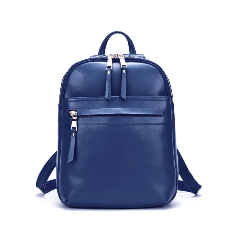 Быстрая, женские рюкзаки из натуральной кожи, Женский Повседневный Рюкзак из воловьей кожи для девушек, школьная сумка через плечо, рюкзак - Цвет: Темно-синий