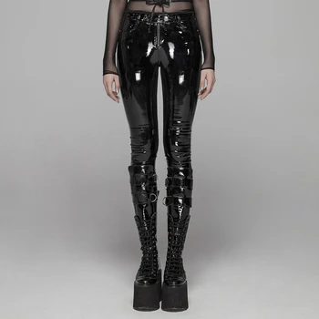 

PUNK RAVE Women Punk Bright Pu Skinny Pants Fashion Party Stage Performance Harajuku Sexy Leggings Personality Leather Pants