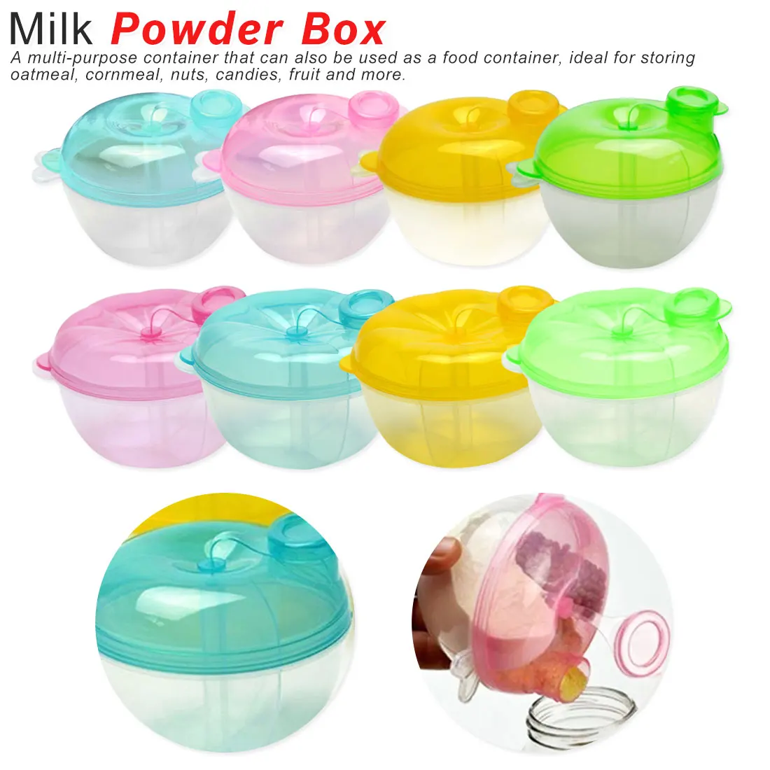 

Three-grid 1PCS Baby Milk Powder Formula Dispenser Food Container Storage Feeding Food Box 3 Layer Travel Portable Storage Box F