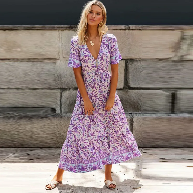 short sleeve cotton maxi dress