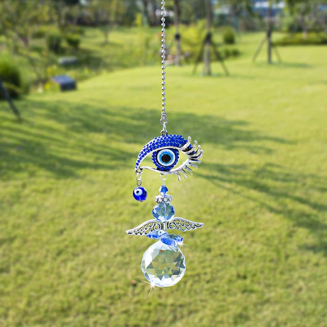H&D Crystal Angel Suncatcher Török ​​Kék Gonosz Szem Szivárványkészítő Fengshui Lakberendezés Szerencsés Védelmi Házi Ajándék