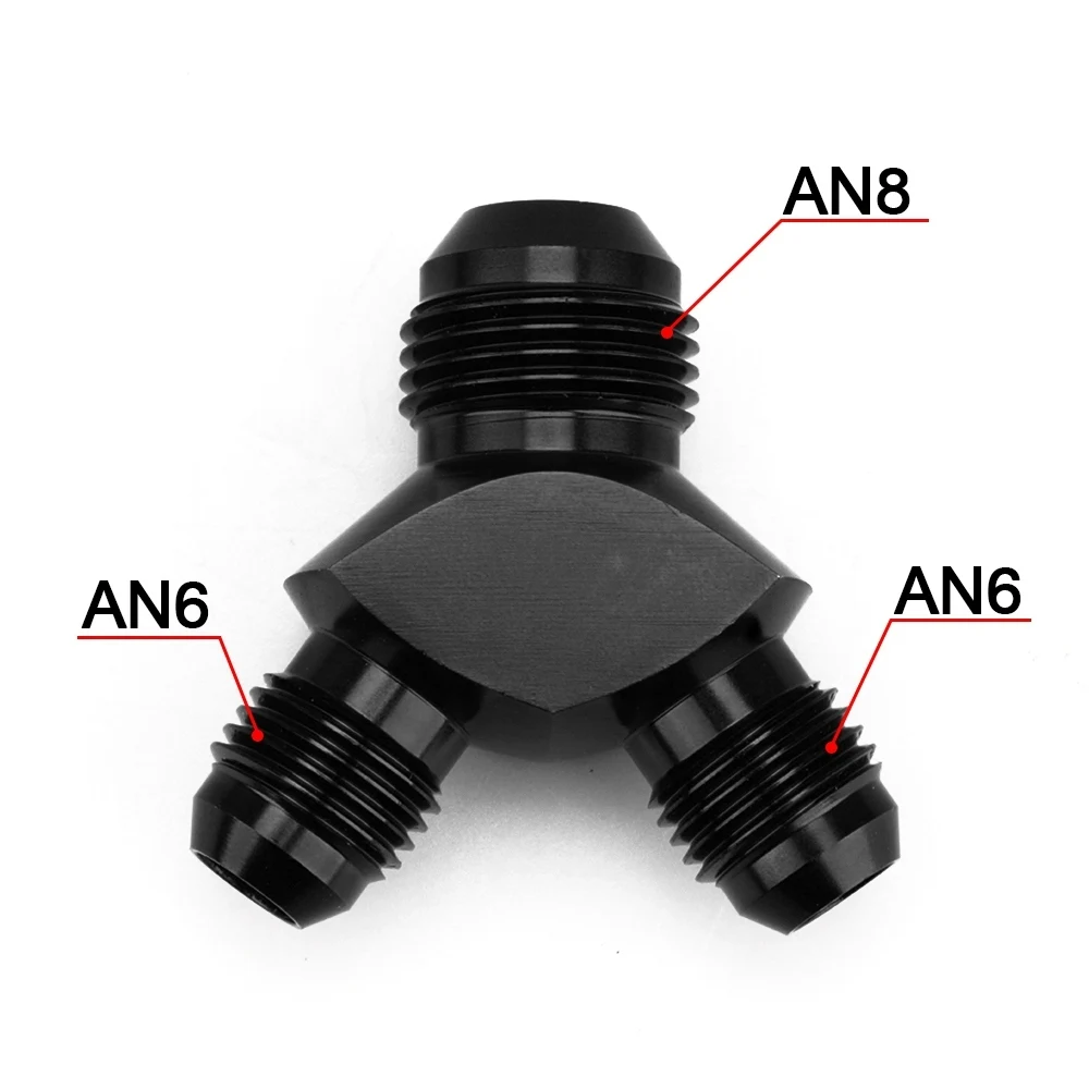 Алюминиевый Y блок Adapte AN6 AN8 AN10 r фитинги адаптер Черный Y Тип нефтяной трубы соединение - Цвет: AN6-AN8 BLACK