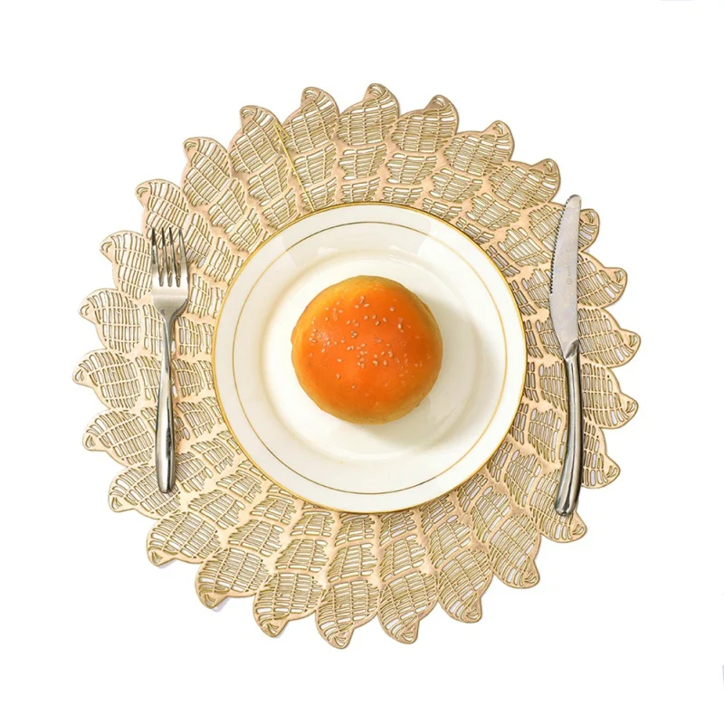 Золотое Тиснение тарелка изолирующие подложки украшение стола Конч шаблон тарелка ПВХ полые кухонная салфетка-подставка поставки
