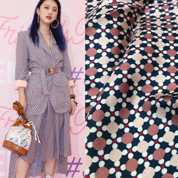 

147cm wide wave dot plaid printed fabric meter shirt dress twill fabric 100% polyester fabric wholesale polyester cloth