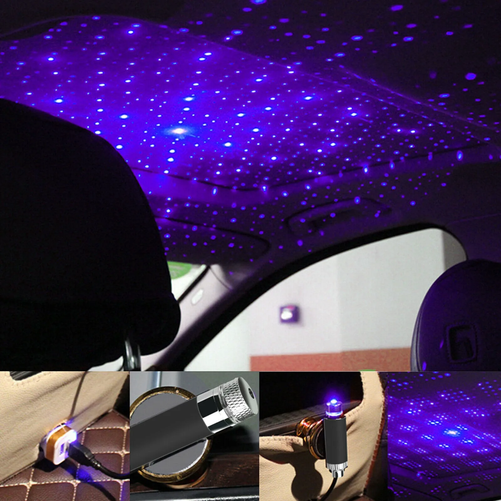 Mini USB LED Car Roof Starry Night Light Projector Car Interior Atmosphere Lamp 