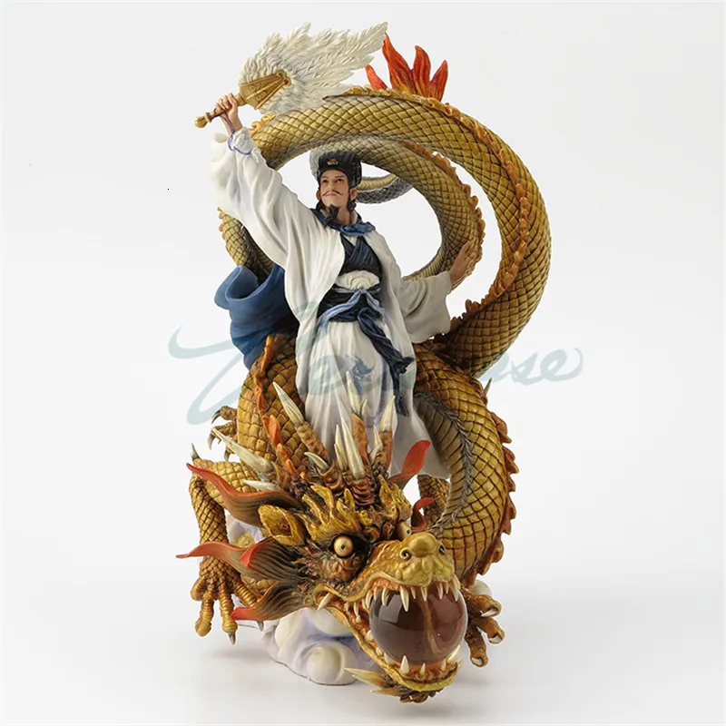 Multi-Colored Статуя Дракона в китайском стиле Zhuge Liang, Романтика трех царств, персонажи героев, скульптура из смолы, домашний декор R2317 - Цвет: Multi-Colored