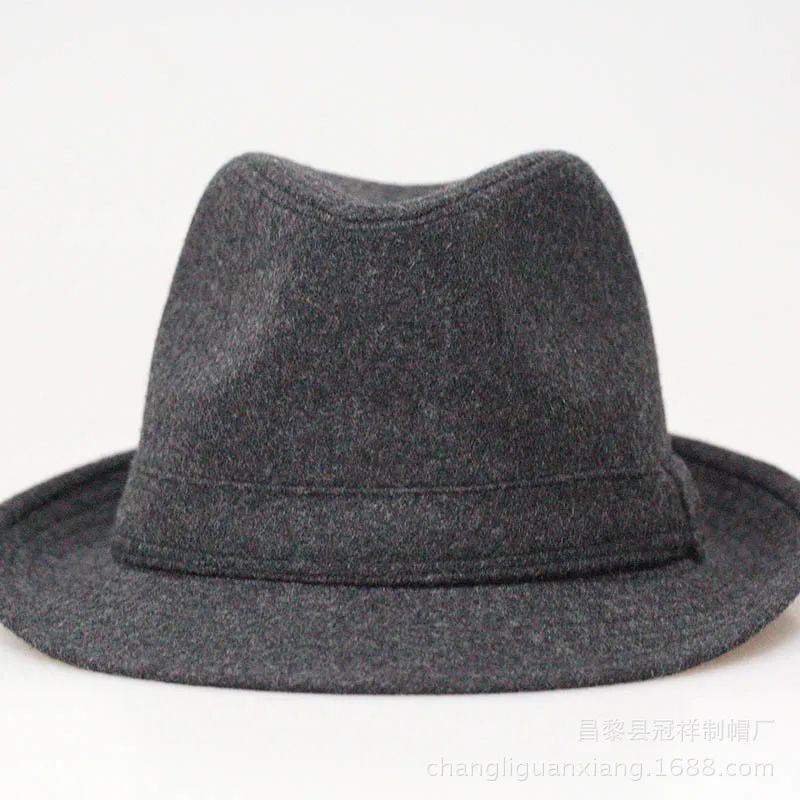 Winter Solid Woollen Fedoras For Men Top Jazz Hat Adult Bowler Hats Classic Version Chapeau Hats mens woollen hats