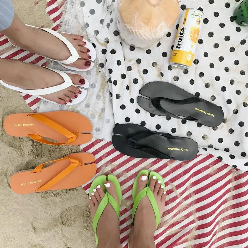 

Solid Color Flip-flops Women's Summer New Style Korean-style Split Toe Flat Outer Wear Versitile Fashion Beach College WOMEN'S S