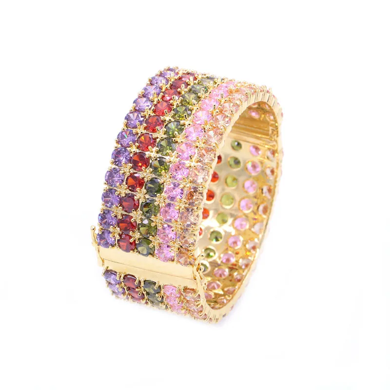 JINYAO модный простой белый золотой цвет круглый цветной кубический браслет с Цирконом Ювелирные изделия для женщин свадебный браслет