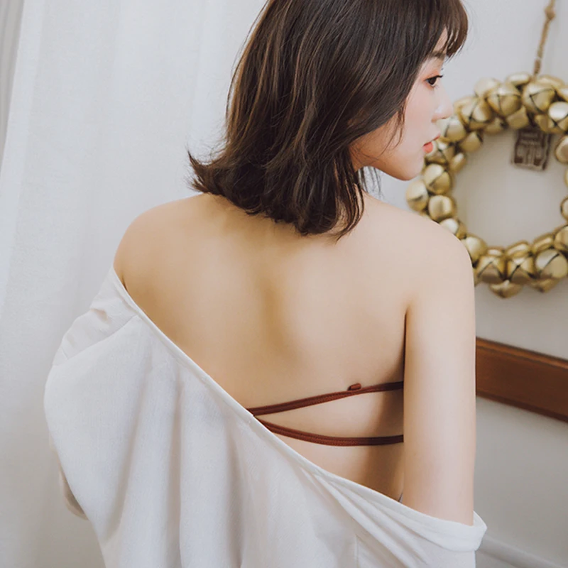 New ice silk thread wrapped chest beauty back adjustable cross straps tube top female sense lace underwear