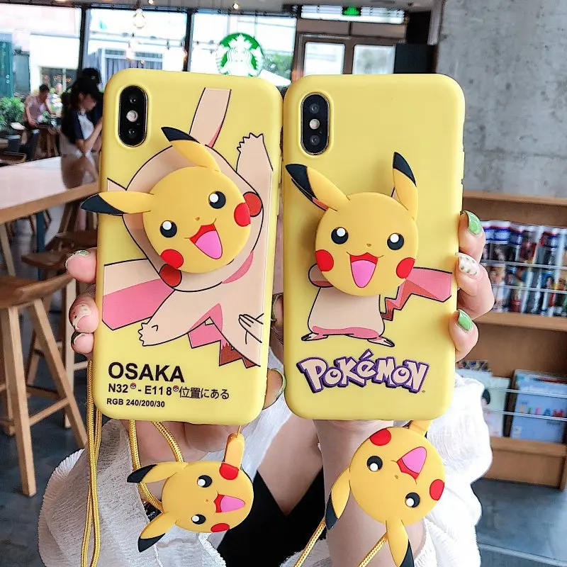 Милые силиконовые чехлы для телефонов с изображением аниме 3D Пикачу iPhone X XS max 7 6S
