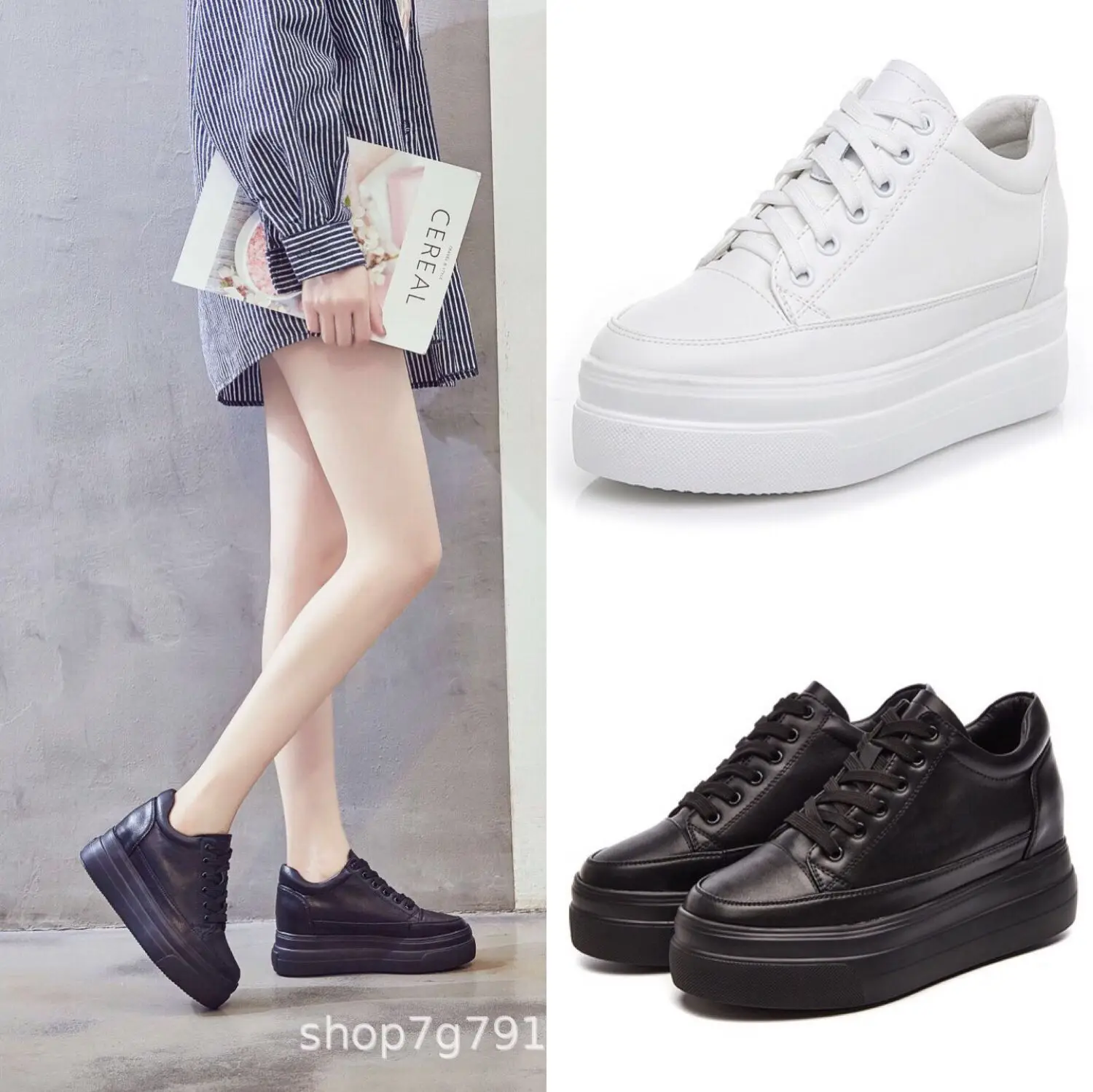 

Thick Bottomed White Shoes Women's 2020 Spring New Style Online Celebrity Elevator WOMEN'S Shoes Korean-style Versatile England