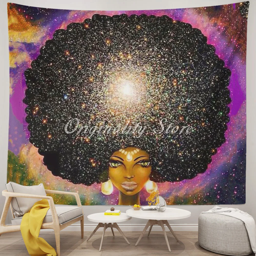 

African American Tapestry Women Art Big Hairball