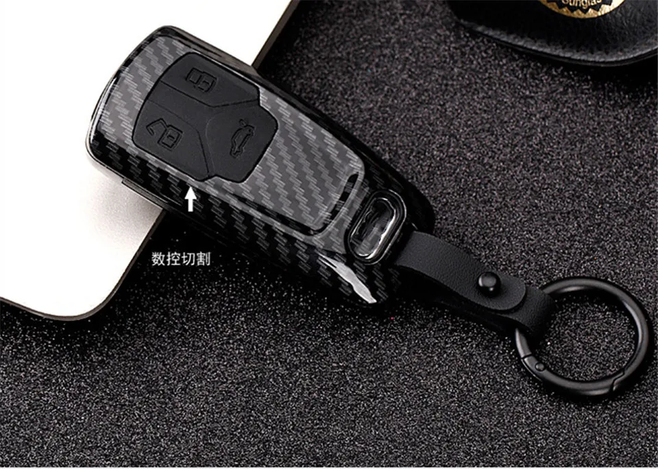 Styling auto In Fibra di Carbonio Cover chiate/telecomando per Audi A4 Nuovo A4L A5 A6L QT S5 S7 Q7 TTS di Protezione chiave Borsette Accessori Auto - H7b18d0dfa3e24e66aaaabaa930eea8baj