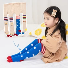

2022 Spring New Baby Girl Rainbow Tights Children Combed Cotton Cartoon Elastic Stripe Pants Kids Dot Tights 0-7Years