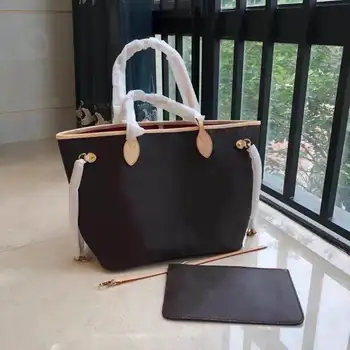 

Excellent Quality Neverful Bag Women Shopping Bag Luxury Brand Monogrom Never Shoulder Bag Canvas Leather Full Handbags MM/GM