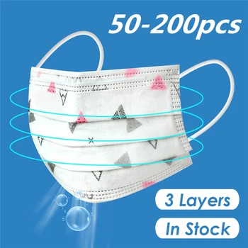 

50/100PCS Disposable Print Cartoon Medical Mask Face Mask 3-layer Ear Loop Soft Breathable Disposable Cartoon For Child Adult