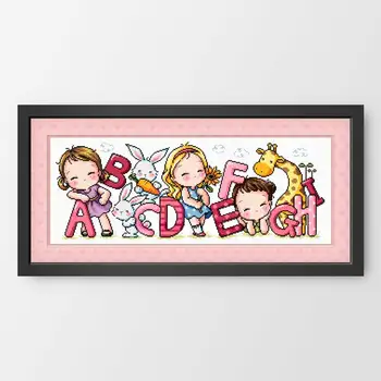 

Fishxx Printed on Canvas DMC Counted Chinese Cross Stitch Kits set Embroidery Needlework Cute letter girl Cartoon